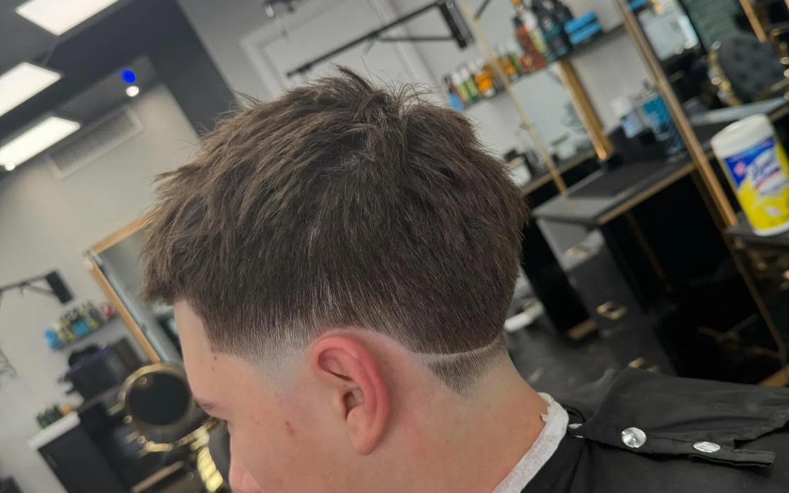 Back view of a blended fade haircut